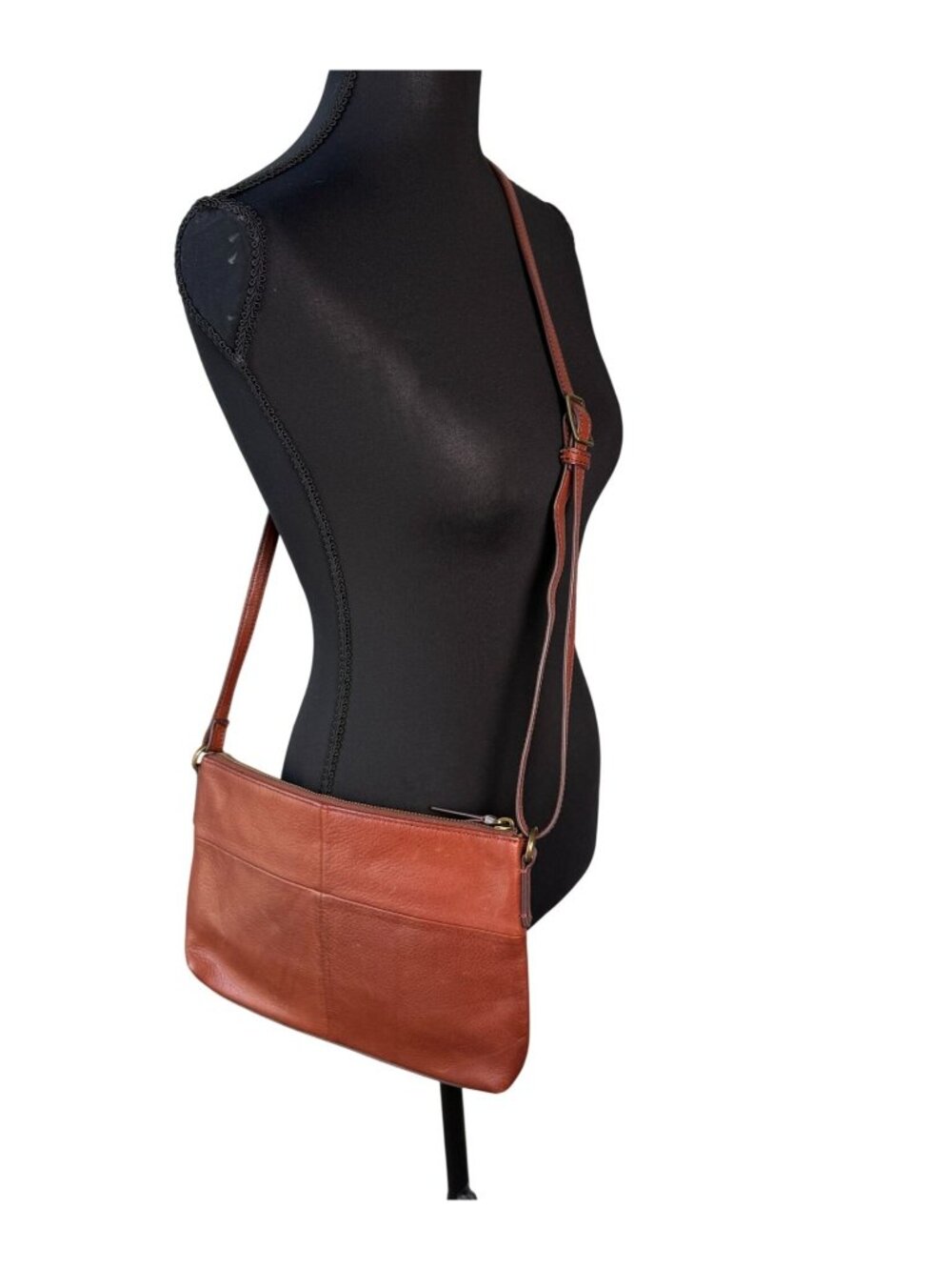 Margot Leather Crossbody Bag Adjustable Strap Brown Medium Boho